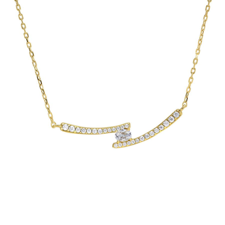Crossing Parallel Bar Necklace