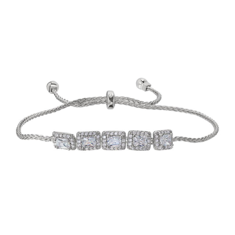 Emerald Cut Simulated Diamond Bolo Bracelet