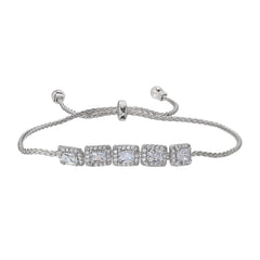 Emerald Cut Simulated Diamond Bolo Bracelet