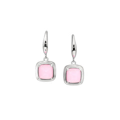 Cushion Cut Pink Stone Drop Earrings