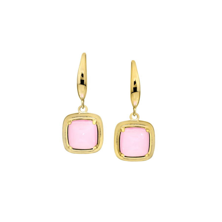 Cushion Cut Pink Stone Drop Earrings