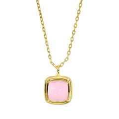 Cushion Cut Pink Stone Pendant