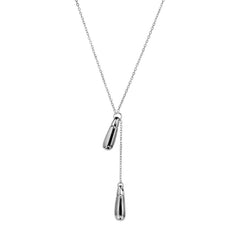 Solid Double Teardrop Lariat Necklace