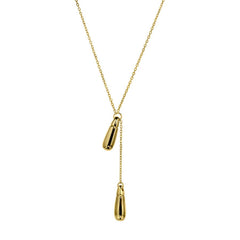 Solid Double Teardrop Lariat Necklace