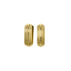 Rounded Square Grooved Huggie Hoop Earrings