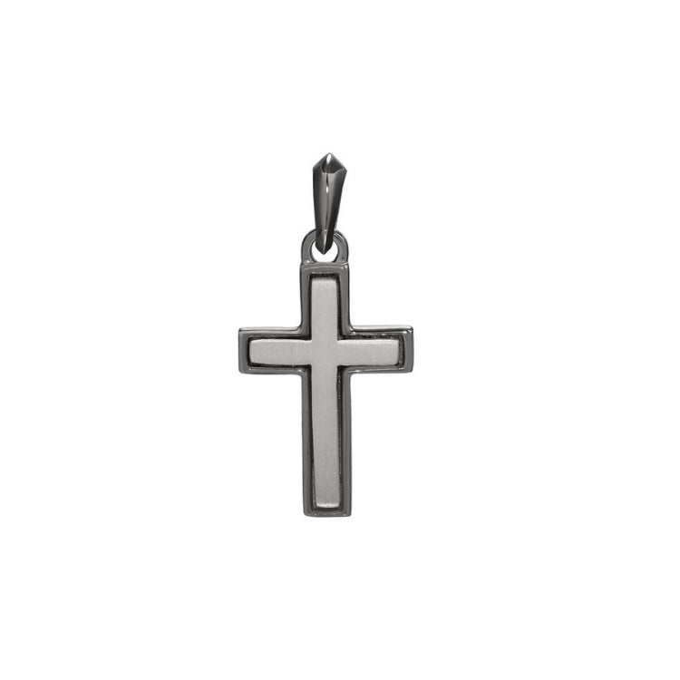 Two Tone Satin Center Cross Pendant Charm