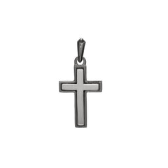 Two Tone Satin Center Cross Pendant Charm