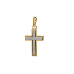 Two Tone Satin Center Cross Pendant Charm