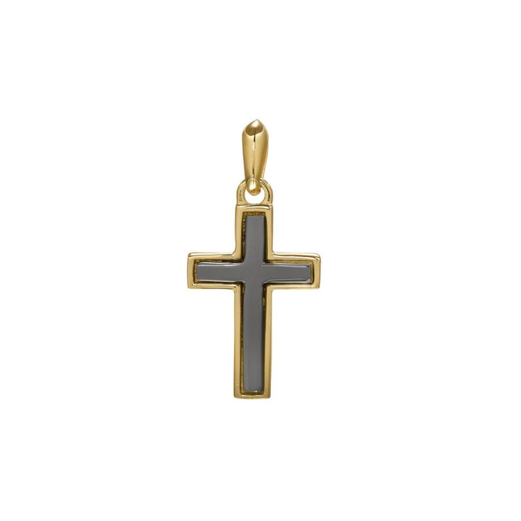 Two Tone Polished Center Cross Pendant Charm