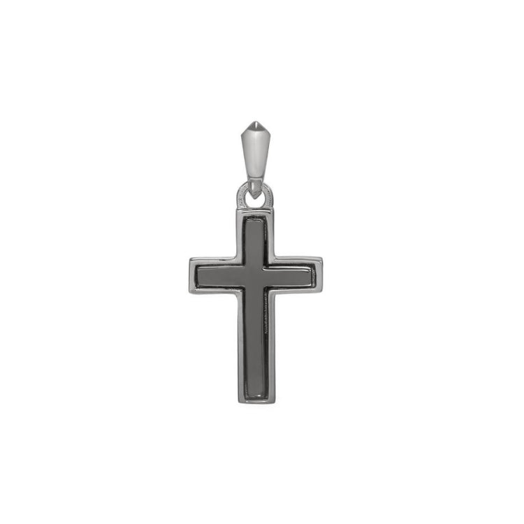 Two Tone Polished Center Cross Pendant Charm