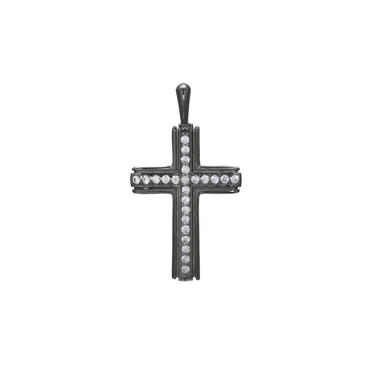Cross Pendant Charm with Center Stone Channel