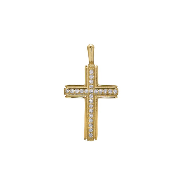 Cross Pendant Charm with Center Stone Channel