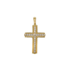 Cross Pendant Charm with Center Stone Channel