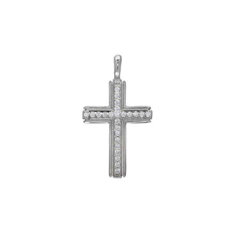 Cross Pendant Charm with Center Stone Channel