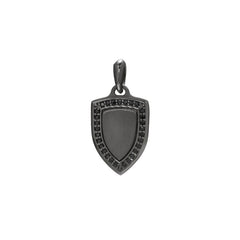 Shield Pendant Charm with Black Stone Halo