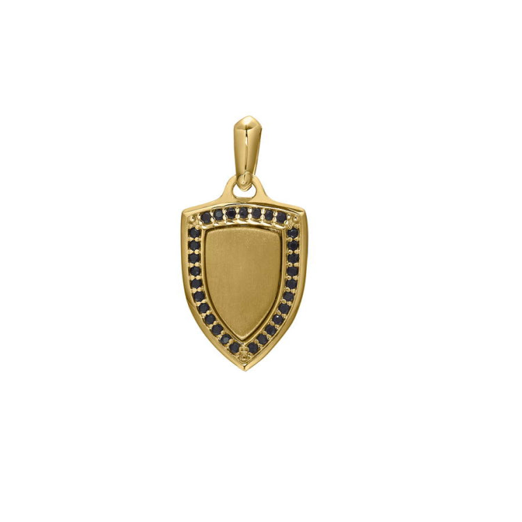 Shield Pendant Charm with Black Stone Halo