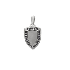 Shield Pendant Charm with Black Stone Halo