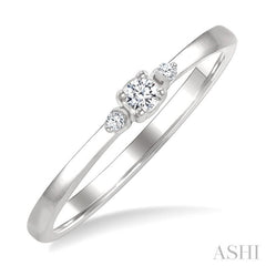 1/10 Ctw Three Stone Round Cut Diamond Petite Fashion Ring in 10K White Gold