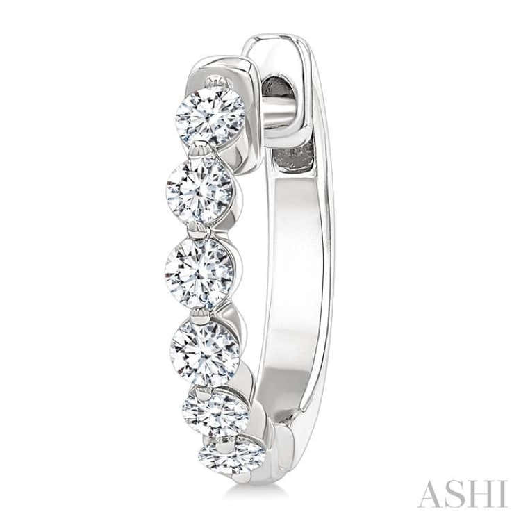1/2 Ctw Prong Set Round Cut Diamond Hoop Earrings in 14K White gold