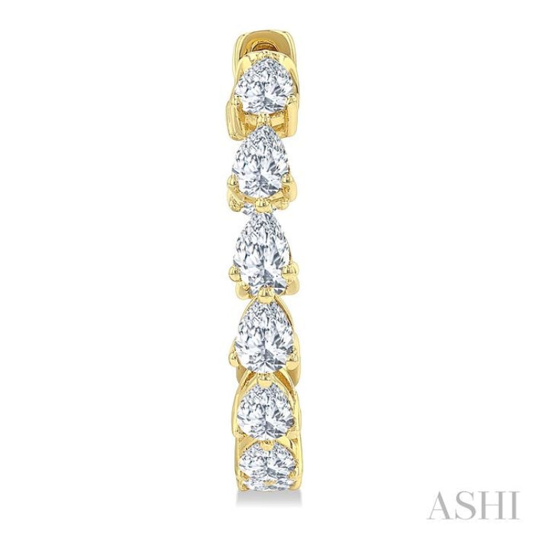 2 5/8 Ctw Inside-Out Pear Cut Diamond Fashion Hoop Earrings in 14K Yellow Gold