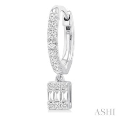 1/3 Ctw Petite Rectangle Shape Fusion Diamond Fashion Huggies in 10K White Gold