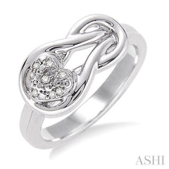 1/50 Ctw Heart Shape Round Cut Diamond Fashion Ring in Sterling Silver