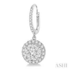 1 Ctw Round Cut Diamond Lovebright Earrings in 14K White Gold