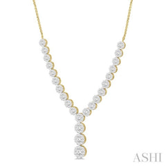 2 1/4 Ctw Lovebright Round Cut Diamond Necklace in 14K Yellow and White Gold