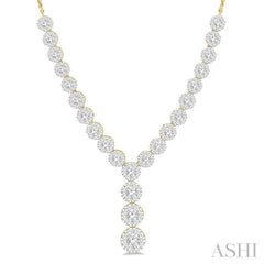 2 1/4 Ctw Lovebright Round Cut Diamond Necklace in 14K Yellow and White Gold