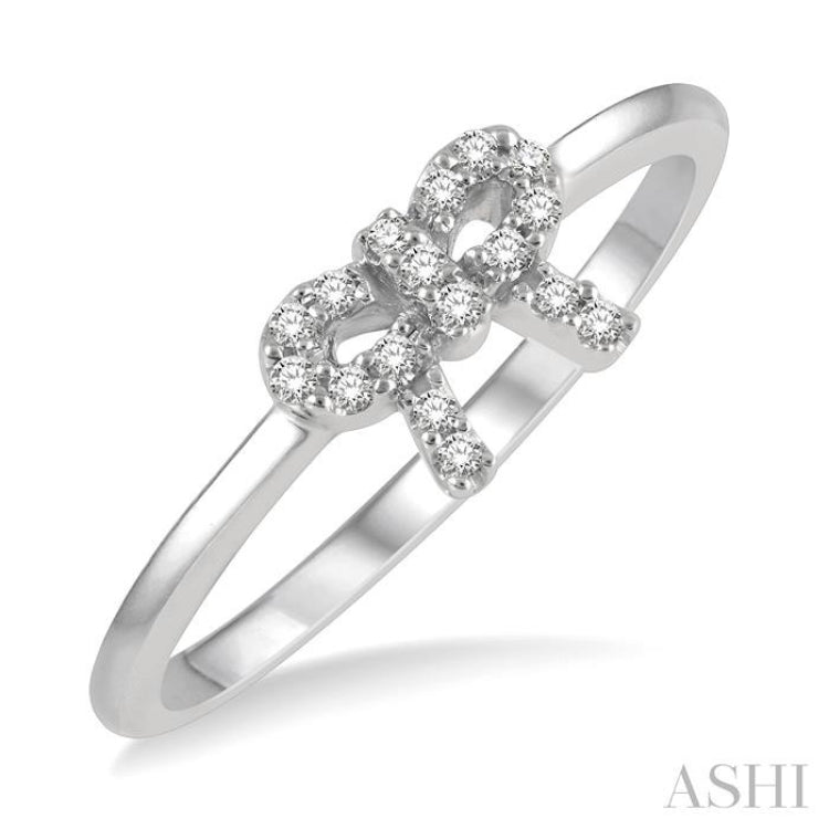 1/10 Ctw Bow Cutout Round Cut Diamond Petite Fashion Ring in 10K White Gold