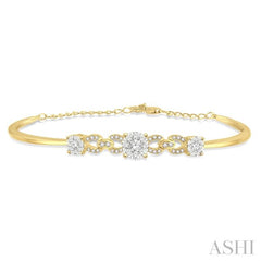 3/4 Ctw Round Cut Diamond Lovebright Bracelet in 14K Yellow and White Gold