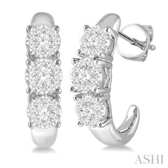 1/2 Ctw Lovebright Round Cut Diamond Earrings in 14K White Gold