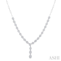 2 5/8 Ctw Lovebright Pear Shape Round Cut Diamond Fashion Necklace in 14K White Gold