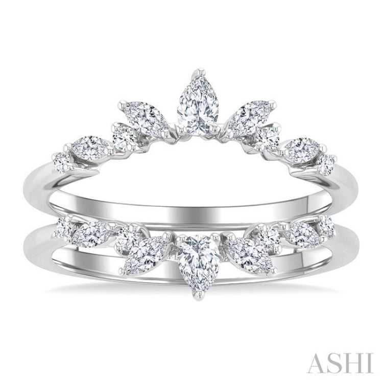 1/2 Ctw Pear, Marquise and Round Cut Diamond Insert Ring in 14K White Gold
