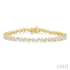 5 3/4 Ctw Mixed Shape Cut Diamond Fashion Bracelet in 14K Yellow Gold