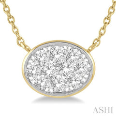 1/3 Ctw Oval Shape Lovebright Diamond Pendant With Chain in 14K Yellow and White Gold
