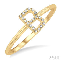 1/20 Ctw Initial 'B' Round Cut Diamond Fashion Ring in 10K Yellow Gold