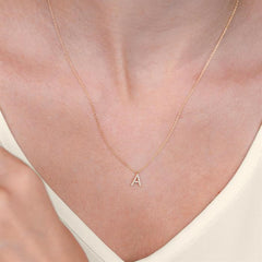 1/20 Ctw Initial 'W' Round Cut Diamond Pendant With Chain in 14K White Gold