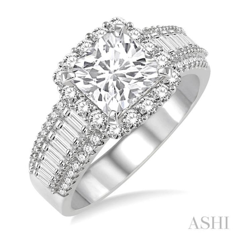 1 1/5 Ctw Diamond Semi-Mount Engagement Ring in 14K White Gold