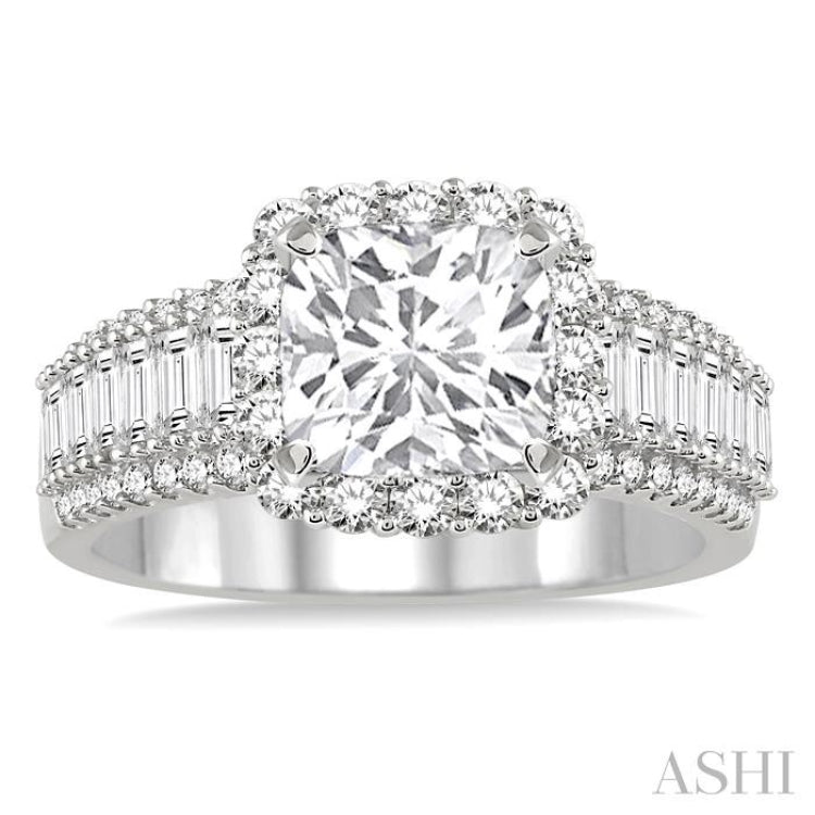1 1/5 Ctw Diamond Semi-Mount Engagement Ring in 14K White Gold