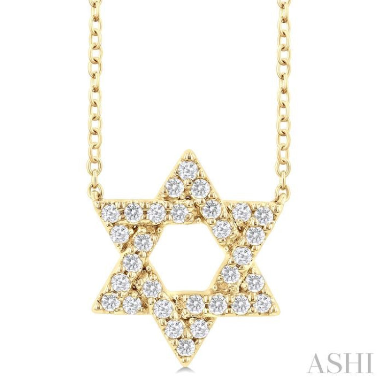 1/4 Ctw Star of David Round Cut Diamond Fashion Pendant With Chain in 14K Yellow Gold
