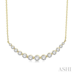1 Ctw Diamond Smile Necklace In 14K Yellow Gold