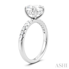 1/3 Ctw Oval Shape Round Cut Diamond Semi-Mount Engagement Ring in 14K White Gold