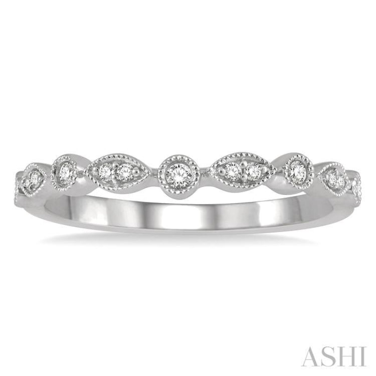 1/10 Ctw Marquise and Circular Lattice Round Cut Diamond Wedding Band in 14K White Gold