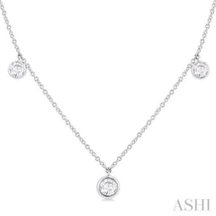 1 Ctw Bezel Set Round Cut Diamond Station Necklace in 14K White Gold