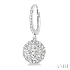 3/4 Ctw Round Cut Diamond Lovebright Earrings in 14K White Gold