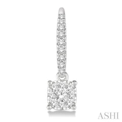 1/2 Ctw Square Shape Diamond Lovebright Earrings in 14K White Gold