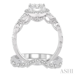 3/4 Ctw Diamond Lovebright Wedding Set with 5/8 Ctw Engagement Ring and 1/6 Ctw Wedding Band in 14K White Gold