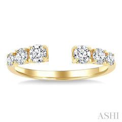 5/8 Ctw Graduated Round Cut Diamond Open Fashion Ring in 14K Yellow Gold