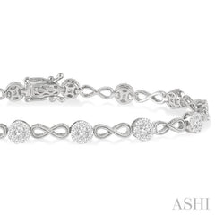 1 1/2 Ctw Lovebright Round Cut Diamond Infinity Link Bracelet in 14K White Gold